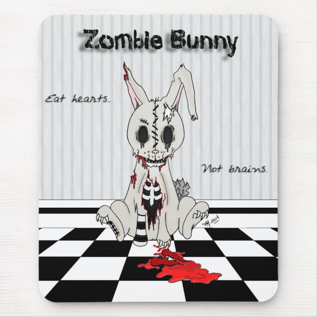 Zombie Bunny - med bakgrund Musmatta (Framsidan)