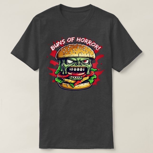 Zombie Burger Buns of Horror T Shirt (Design framsida)