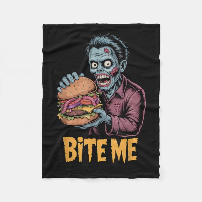 Zombie Burger Funny Food Halloween Fleecefilt (Framsidan)