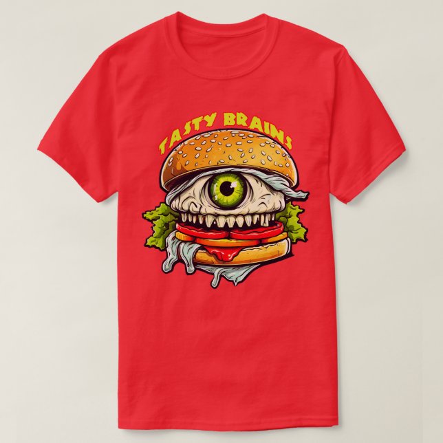 Zombie Burger Tasty Brains T Shirt (Design framsida)