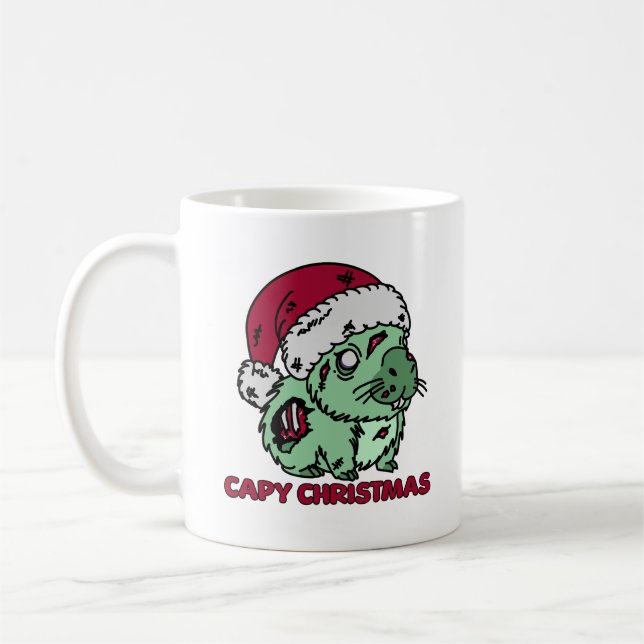 Zombie Capybara jul Kaffemugg (Vänster)