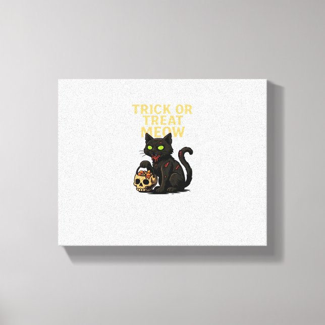 Zombie Cat - Bus eller godis Meow Halloween Design Canvastryck (Framsida)