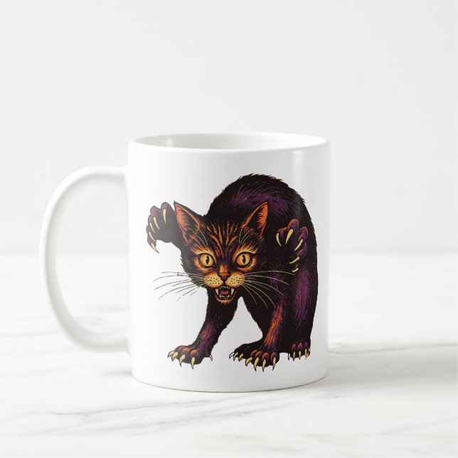 Zombie Cat Funny Creepy Cute Undead Kitty Kaffemugg (Vänster)