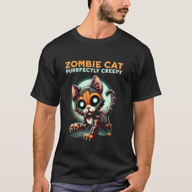Zombie Cat PFull Creepy T Shirt (Framsida)
