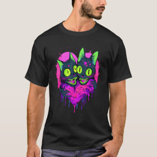 Zombie Cat Valentine Heart Halloween Matching Coup T Shirt