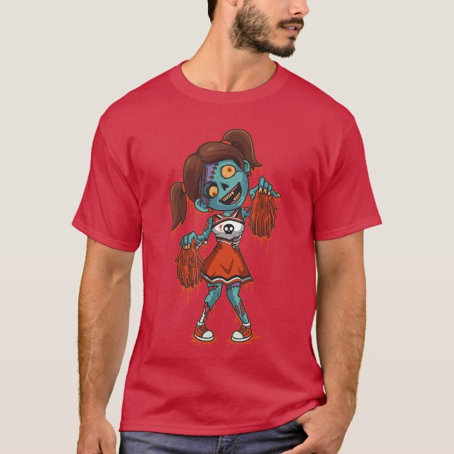 Zombie Cheerleader Halloween Trick or Treat Gift T Shirt (Framsida)