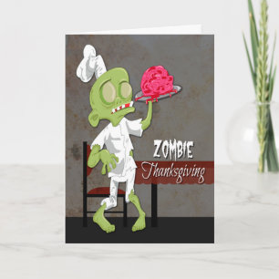 Zombie Chef med beredd hjärna för Thanksgiving Helgkort