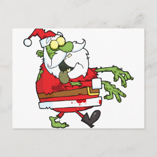 Zombie Christmas Santa funny Helg Vykort