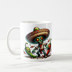 Zombie Cinco de Mayo Man och Hett Peppers Kaffemugg