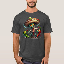 Zombie Cinco de Mayo Man och Hett Peppers T Shirt