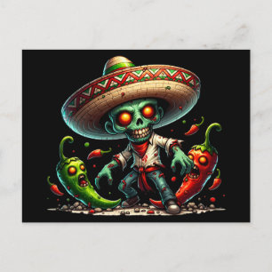Zombie Cinco de Mayo Man och Hett Peppers Vykort