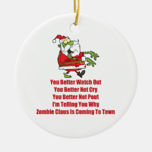 Zombie Claus (grönt) Julgransprydnad Keramik