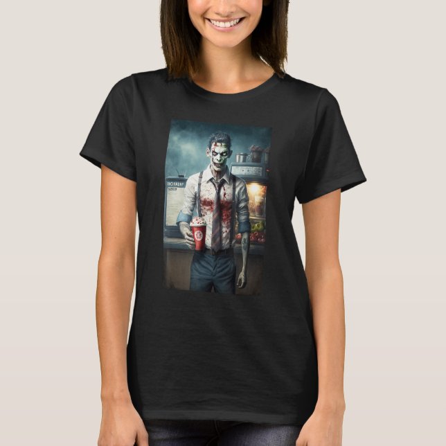 Zombie Coffee Barista   Zombies In Everyday Life S T Shirt (Framsida)