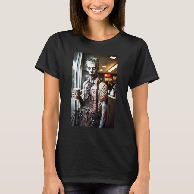 Zombie Coffee Barista   Zombies In Everyday Life S T Shirt (Framsida)