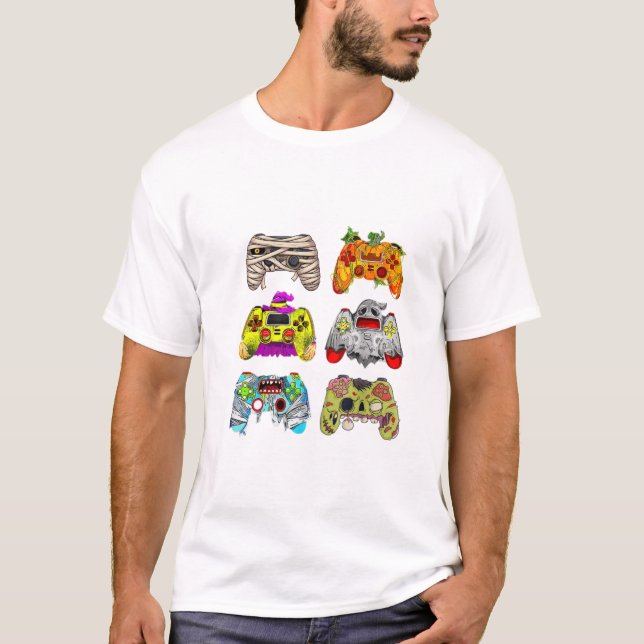 Zombie Controller Halloween T-Shirt for Gamers (Framsida)