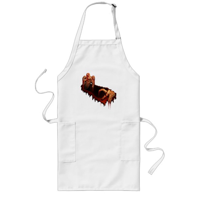 Zombie Costume Halloween Aprons Pumpkin Apparel Långt Förkläde (Framsidan)