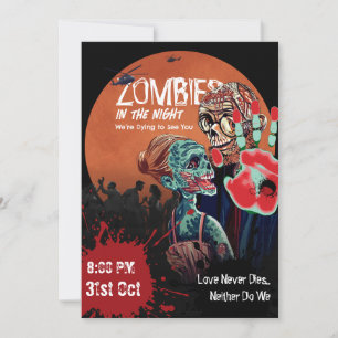 Zombie Couple Apocalypse Horror Halloween Invati Inbjudningar