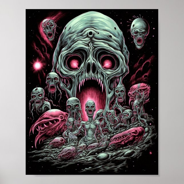Zombie Creatures Sci-fi Horror Art Poster (Framsidan)