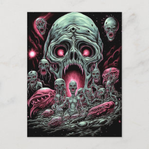 Zombie Creatures Sci-fi Horror Art Vykort