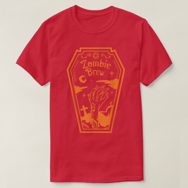Zombie Crew Coffin Lycklig Scary Halloween Night G T Shirt (Design framsida)