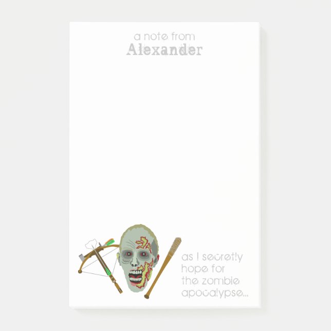Zombie Crossbow Fladdermus | Funny Apocalypse Note Post-it Block (Framsida)