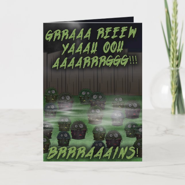 Zombie Cupkaka Birthday #4 Kort (Framsida)