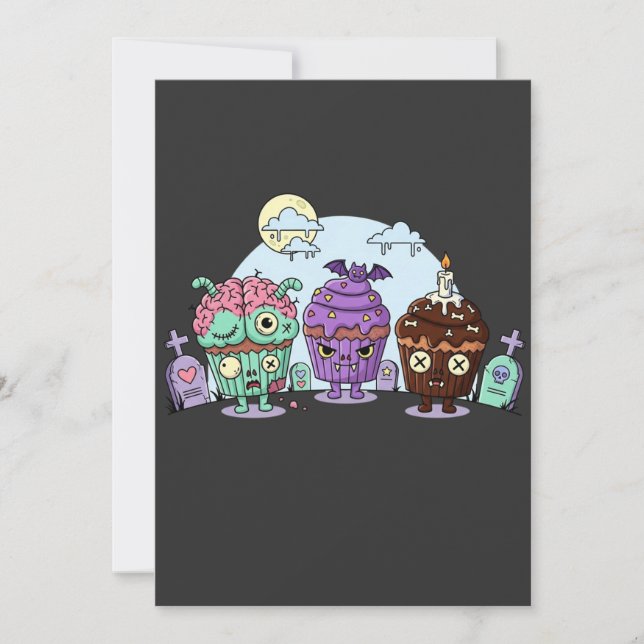Zombie Cupkaka Halloween Inbjudningar (Framsida)
