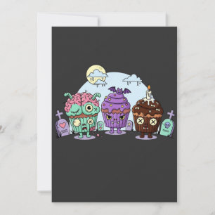 Zombie Cupkaka Halloween Inbjudningar