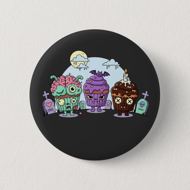 Zombie Cupkaka Halloween Knapp (Framsida)