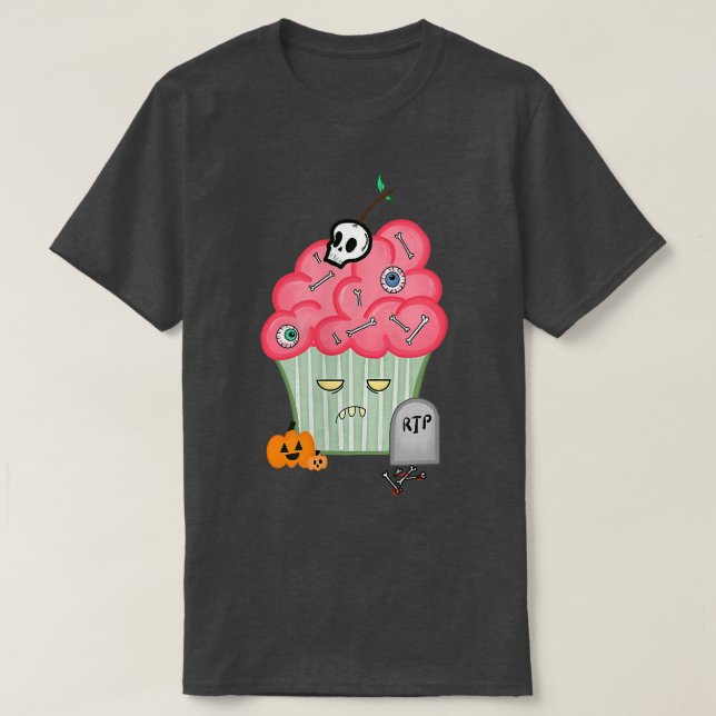 Zombie Cuptårta Gift för Halloween T Shirt (Design framsida)