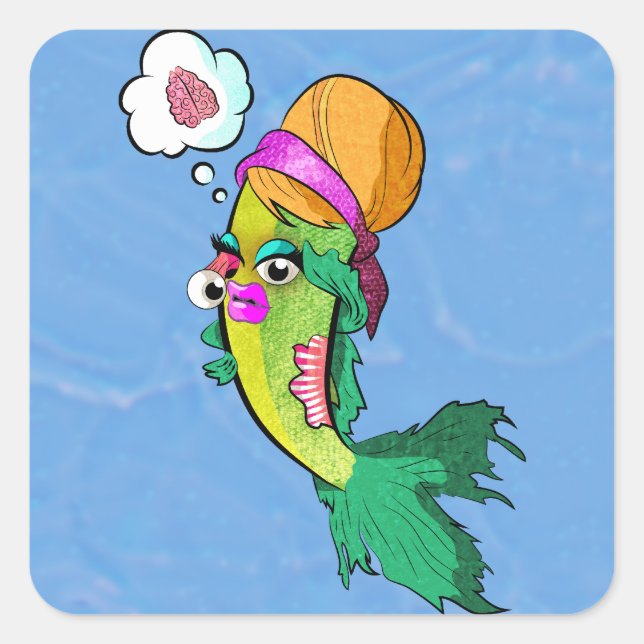 Zombie Dam Fish Fyrkantigt Klistermärke (Framsida)