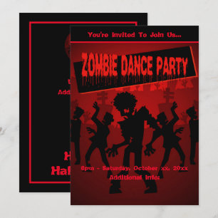 Zombie Dance Party Black & Orange Inbjudningar