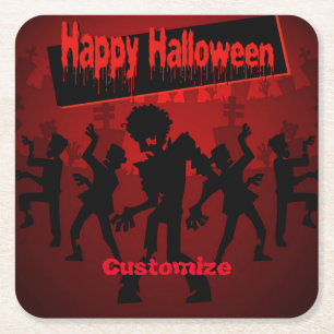 Zombie Dance Party Happy halloween Underlägg Papper Kvadrat