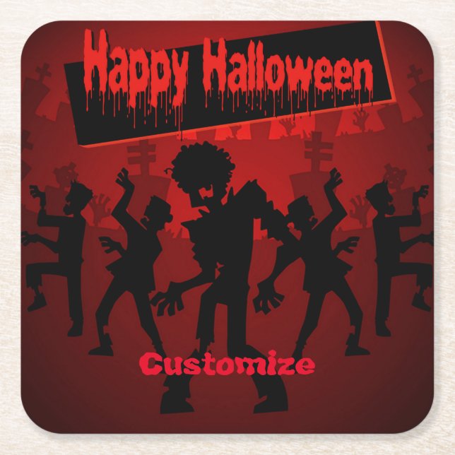 Zombie Dance Party Happy halloween Underlägg Papper Kvadrat (Framsidan)