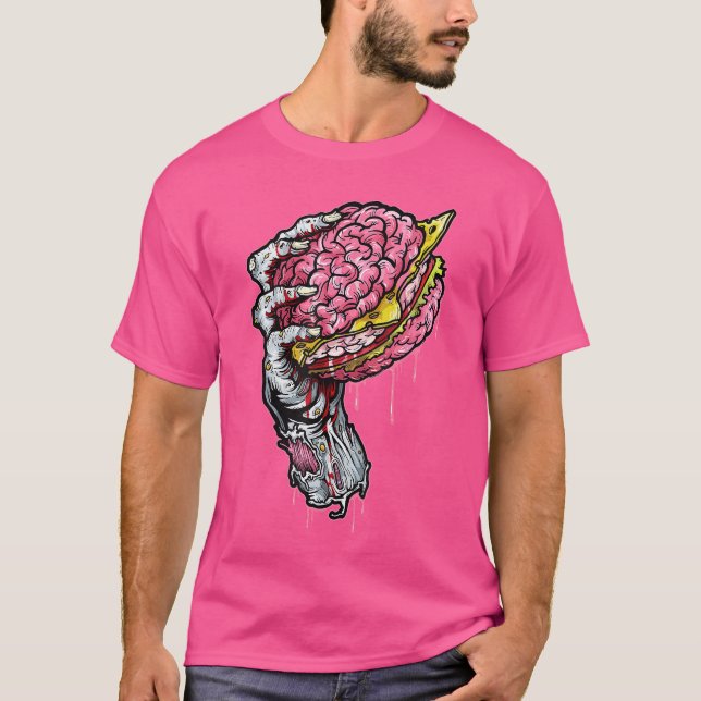 Zombie Dead Brain Hamburger Halloween Horror Humor T Shirt (Framsida)