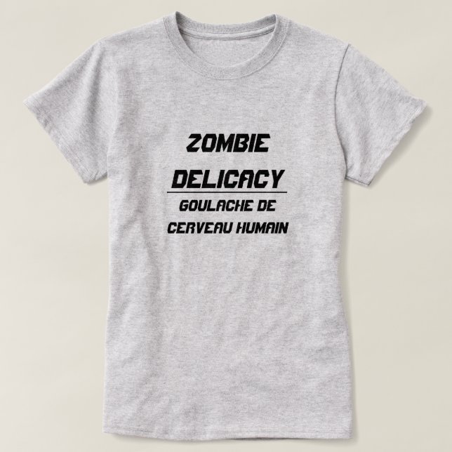 Zombie Delicacy Human hjärna med bacon och äpplen T Shirt (Design framsida)