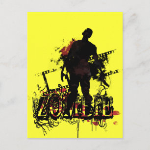 Zombie-design i svart och röd vykort