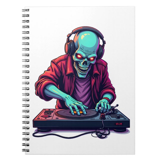 Zombie DJ � Music Festival Halloween Tee Anteckningsbok (Framsidan)