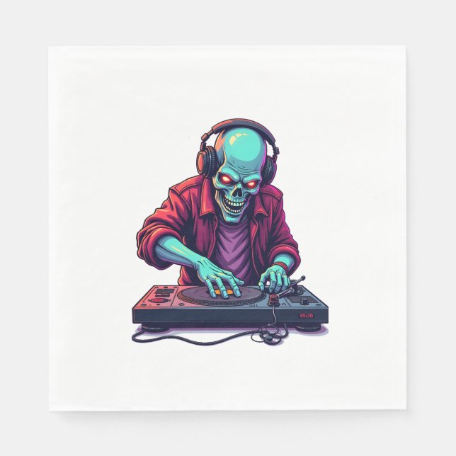 Zombie DJ - Music Festival Halloween Tee Pappersservett (Framsidan)