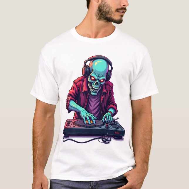 Zombie DJ � Musik Festival Halloween T-shirt (Framsida)
