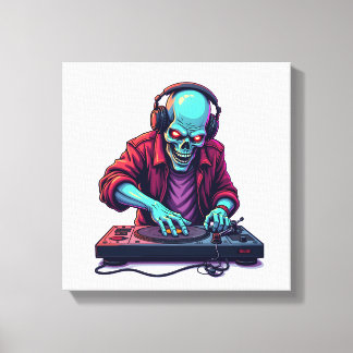 Zombie DJ � Musik Festival Halloween T-shirt Canvastryck