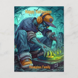 Zombie DJ Rave Halloween fest Vibes Helg Vykort