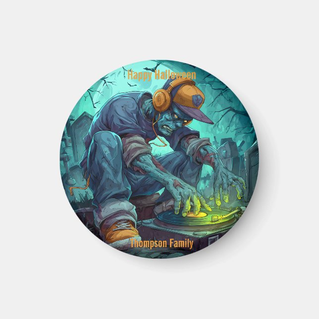 Zombie DJ Rave Halloween fest Vibes Magnet (Framsidan)