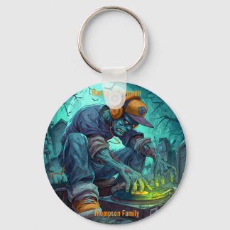 Zombie DJ Rave Halloween fest Vibes Nyckelring