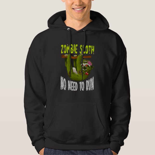 Zombie Dovhjort Behöver Inte Springa  Skräckinjaga Hoodie (Framsida)