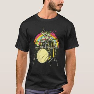 Zombie Drummer Cat Drumming Odöda Kattunge T Shirt