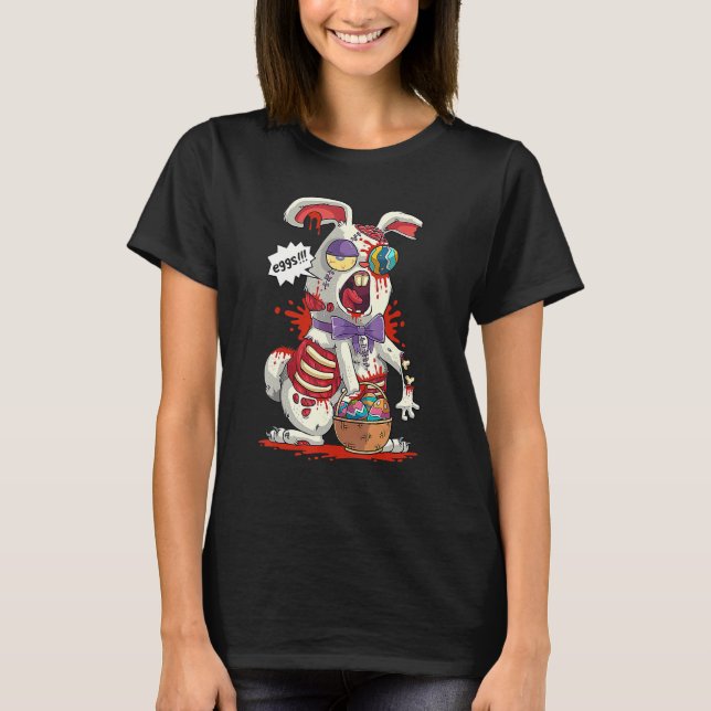 Zombie Easter Bunny Easter Egg Scary Easter Adult T Shirt (Framsida)