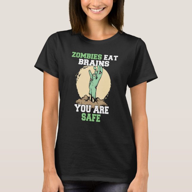 Zombie eats Brains - Du är Säker, fin utskrift T Shirt (Framsida)