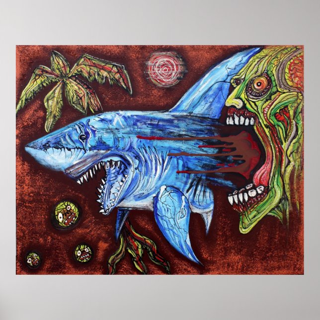 Zombie Eats Shark Poster (Framsidan)