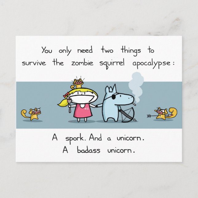 Zombie-ekorre-apokalyps vykort (Framsida)